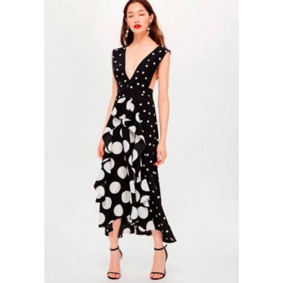 TOPSHOP Black White Ruffle Gown Size US 4 NEW NWOT - Picture 1 of 5
